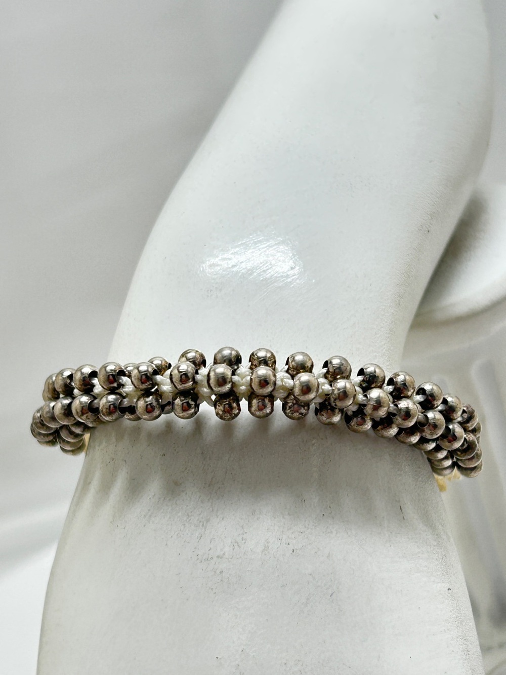 Silver Bead Studded Adjustable Bracelet